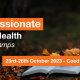 Banner with words Compassionate Mental Health Light the Lamps 23-26 October 2023, Coed Hills, South Wales, UK. An image of a lantern on the floor of a wood with autumn leaves and a book open on the ground, scattered with leaves.